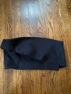 Black Strapless Ruffle Crop Top